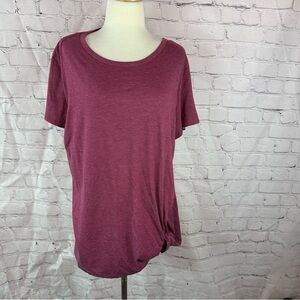 NWT boutique Women's Casual Maroon tee shirt tunic Top twist knot hem